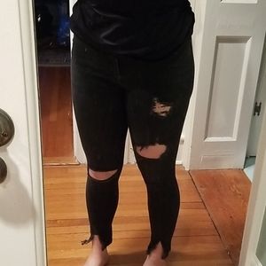 Forever 21 High Waisted Distressed Ripped Jeans